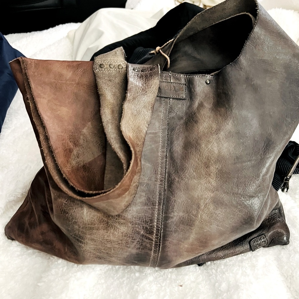 BED-STU LEATHER SHOULDER BAG NWOT GREY BROWN BRONZE AWSOME PURSE